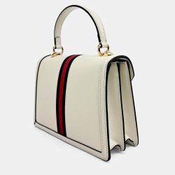 Pre Owned Gucci Cream Leather Ophidia Top Handle Bag