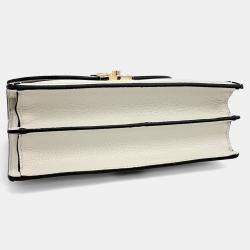 Pre Owned Gucci Cream Leather Ophidia Top Handle Bag