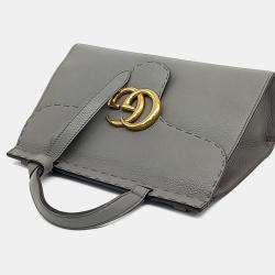 Pre Owned Gucci Grey Leather GG Marmont Tote and Shoulder Bag