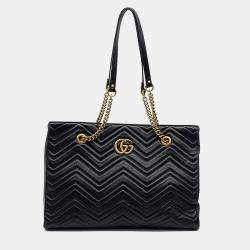 Pre Owned Gucci Black Leather Medium Matelasse Shoulder Bag