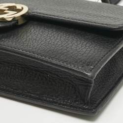 Pre Owned Gucci Black Leather Interlocking G Dollar Chain Wallet