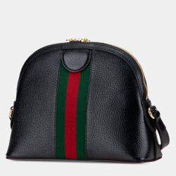Pre Owned Gucci Black Small Calfskin Ophidia Dome Crossbody