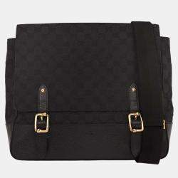 Pre Owned Gucci Black Canvas GG Messenger Shoulder Bag
