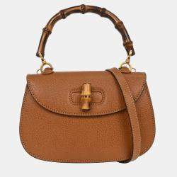 Pre Owned Gucci Brown Pigskin Bamboo 2way Handbag