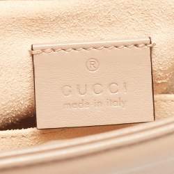 Pre Owned Gucci Beige Matelassé Leather Mini GG Marmont Top Handle Bag