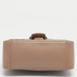 Pre Owned Gucci Beige Matelassé Leather Mini GG Marmont Top Handle Bag