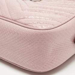 Pre Owned Gucci Pink Snakeskin Small GG Marmont Camera Bag