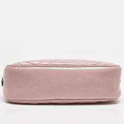 Pre Owned Gucci Pink Snakeskin Small GG Marmont Camera Bag