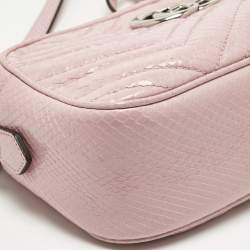 Pre Owned Gucci Pink Snakeskin Small GG Marmont Camera Bag