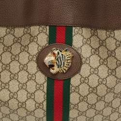 Pre Owned Gucci Brown/Beige GG Supreme Canvas Large Web Rajah Tote
