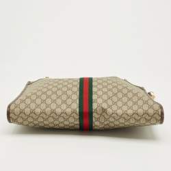 Pre Owned Gucci Brown/Beige GG Supreme Canvas Large Web Rajah Tote
