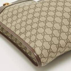 Pre Owned Gucci Brown/Beige GG Supreme Canvas Large Web Rajah Tote