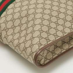 Pre Owned Gucci Brown/Beige GG Supreme Canvas Large Web Rajah Tote