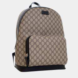 Pre Owned Gucci Beige Brown Medium GG Supreme Eden Backpack