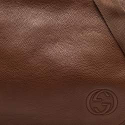 Pre Owned حقيبة حفاضات غوتشي جلد بني سوهو جي جي