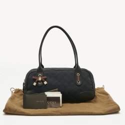 Pre Owned Gucci Black GG Canvas and Leather Princy Boston Bag