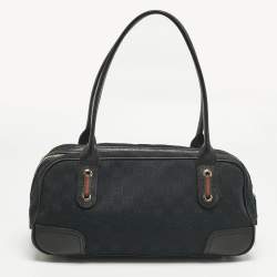 Pre Owned Gucci Black GG Canvas and Leather Princy Boston Bag