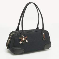 Pre Owned Gucci Black GG Canvas and Leather Princy Boston Bag