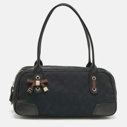 Pre Owned Gucci Black GG Canvas and Leather Princy Boston Bag