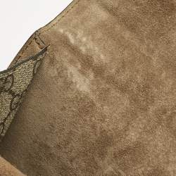 Pre Owned حقيبة كتف غوتشي قماش جي جي سوبرين بجلد سويدي بيج/أسود ديونيسوس صغيرة