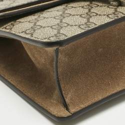 Pre Owned حقيبة كتف غوتشي قماش جي جي سوبرين بجلد سويدي بيج/أسود ديونيسوس صغيرة