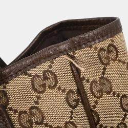 Pre Owned Gucci Beige Canvas GG Sherry Line Tote Handbag
