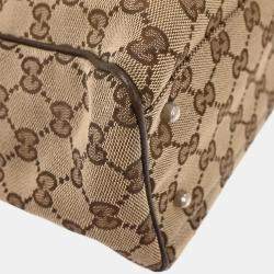 Pre Owned Gucci Beige Canvas GG Sherry Line Tote Handbag