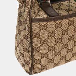 Pre Owned Gucci Beige Canvas GG Sherry Line Tote Handbag