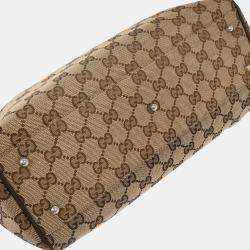 Pre Owned Gucci Beige Canvas GG Sherry Line Tote Handbag