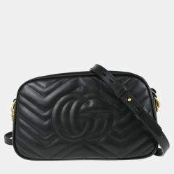 Pre Owned Gucci Black Leather Shoulder Bag