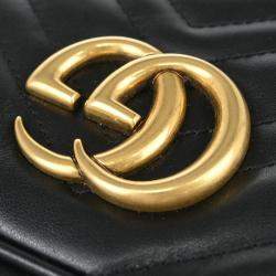 Pre Owned Gucci Black Leather Shoulder Bag