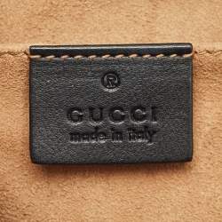 Pre Owned Gucci Black/Brown GG Supreme Canvas and Leather Small Padlock Shoulder Bag