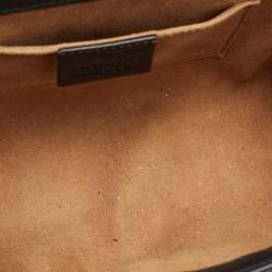 Pre Owned Gucci Black/Brown GG Supreme Canvas and Leather Small Padlock Shoulder Bag