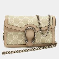 Pre Owned Gucci Beige GG Supreme Canvas and Leather Super Mini Dionysus Bag