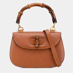 Pre Owned Gucci Brown Calfskin Bamboo Night