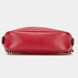 مملوكة مسبقًا حقيبة كروس بودي غوتشي ميني GG‎‎ جلد ماتلاسي أحمر