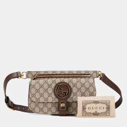 Pre Owned Gucci Beige Brown GG Supreme Blondie Belt Bag