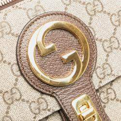 Pre Owned Gucci Beige Brown GG Supreme Blondie Belt Bag