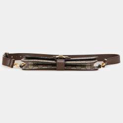 Pre Owned Gucci Beige Brown GG Supreme Blondie Belt Bag