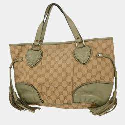 Pre Owned Gucci Beige Canvas GG Tote Handbag
