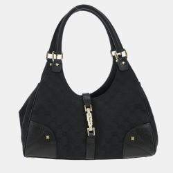 Pre Owned Gucci Black GG Jackie Hobo Handbag