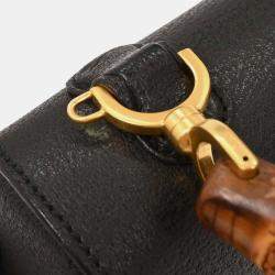 مملوكة مسبقًا حقيبة يد غوتشي بمب ٢ في ١ جلد خنزير أسود بامبو