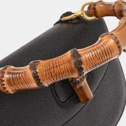 مملوكة مسبقًا حقيبة يد غوتشي بمب ٢ في ١ جلد خنزير أسود بامبو