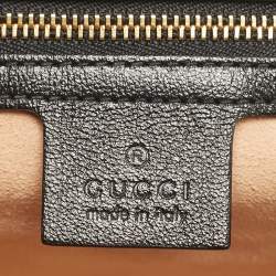 Pre Owned حقيبة كتف غوتشي مارمونت جي جي متوسط�ة كانفاس ماتلاسسيه أسود/بيج