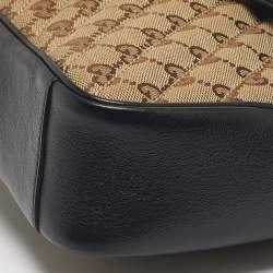 Pre Owned حقيبة كتف غوتشي مارمونت جي جي متوسطة كانفاس ماتلاسسيه أسود/بيج