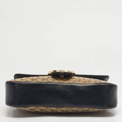 Pre Owned حقيبة كتف غوتشي مارمونت جي جي متوسطة كانفاس ماتلاسسيه أسود/بيج