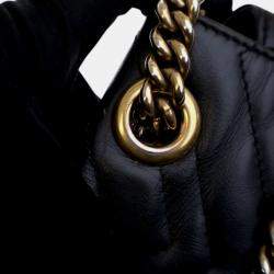 Pre Owned Gucci Black Medium GG Marmont Matelasse Leather Shoulder Bag