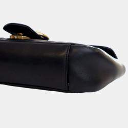 Pre Owned Gucci Black Medium GG Marmont Matelasse Leather Shoulder Bag