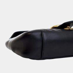 Pre Owned Gucci Black Medium GG Marmont Matelasse Leather Shoulder Bag