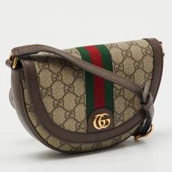 Pre Owned Gucci Beige/Brown GG Supreme Canvas and Leather Mini Ophidia Shoulder Bag